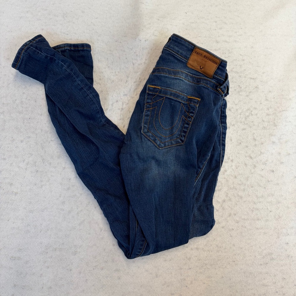 True Religion Skinny Jeans Womens 24 Blue Stretch Horseshoe Pocket